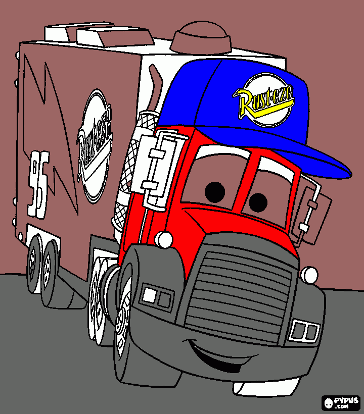Mack from cars coloring page printable mack from cars