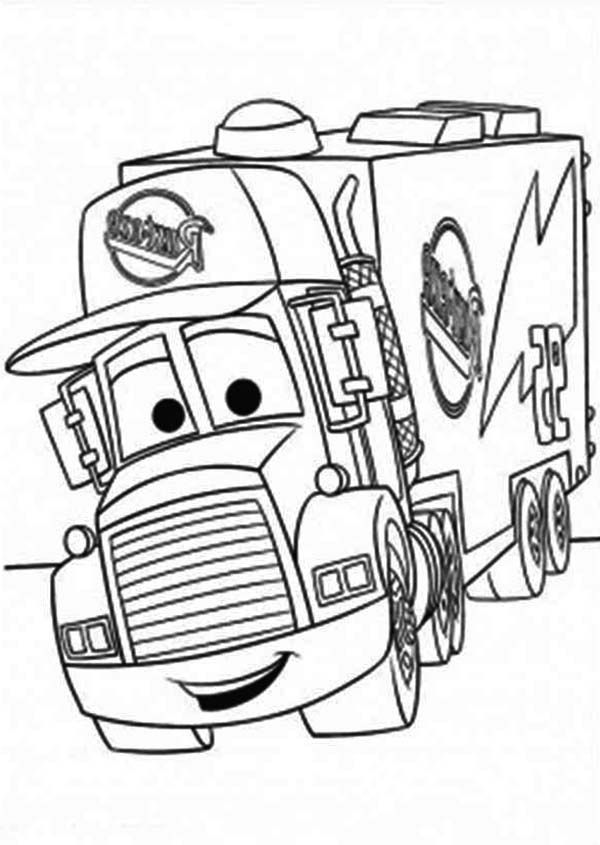 Mack of car the movie pulling trailer coloring page kids play color unicorn coloring pages truck coloring pages disney coloring pages
