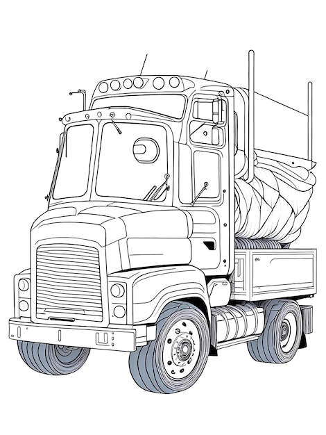 Premium ai image truck coloring page for kids
