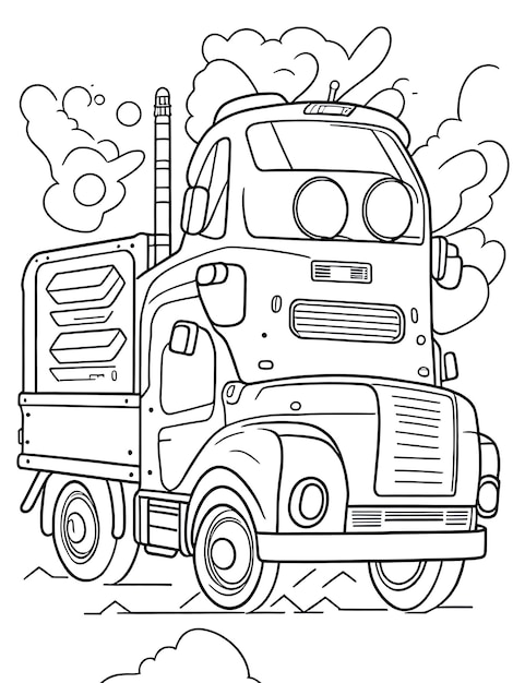 Premium ai image truck coloring page for kids