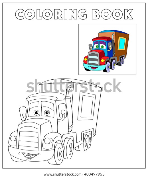 Cartoon truck car coloring page illustration stock vector royalty free