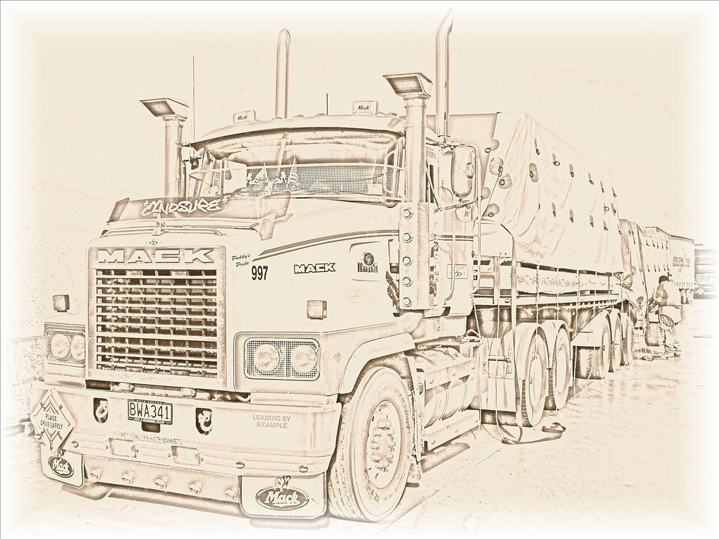 Mack truck auckland new zealand puter pencil sketch of â