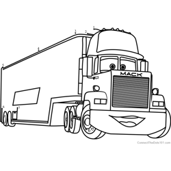 Mack from cars connect the dots printable worksheets