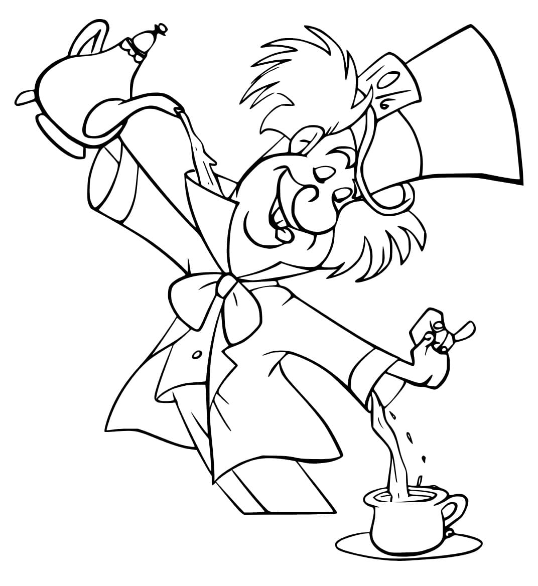 Funny mad hatter coloring page