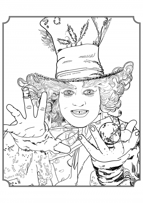 Mad hatter coloring pages alice in the wonderland coloring pages