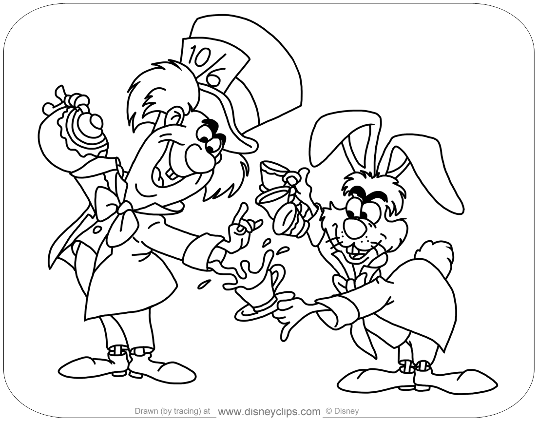 Alice in wonderland coloring pages