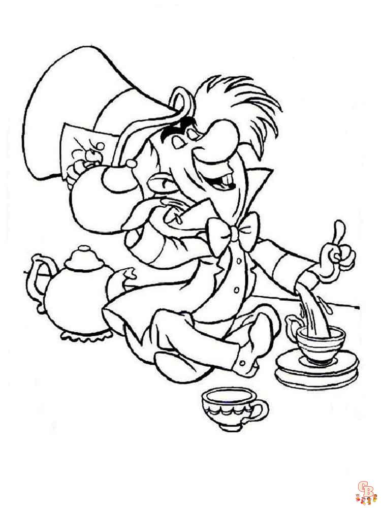 Alice in wonderland coloring pages