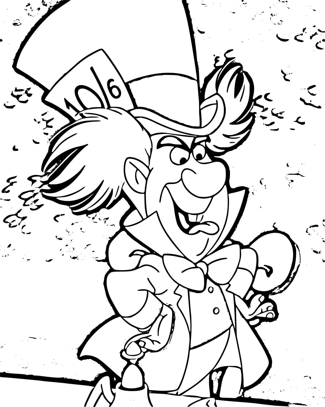 Cartoon mad hatter coloring page