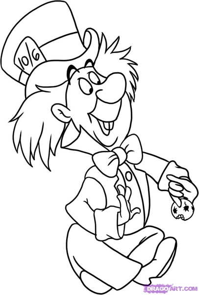How to draw mad hatter from alice in wonderland step free images at