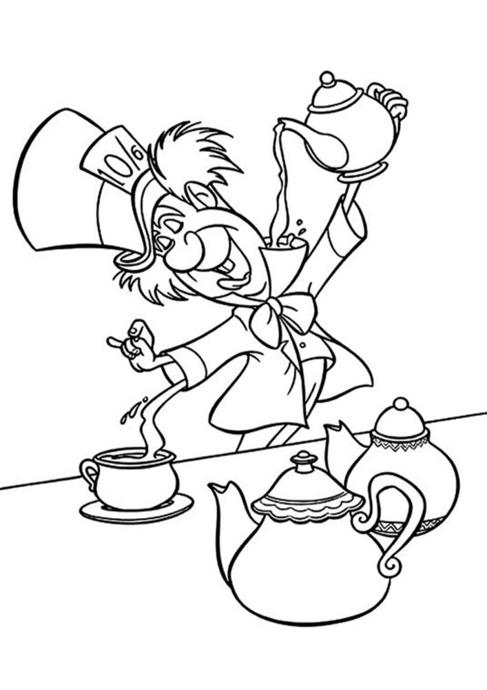 Free easy to print alice in wonderland coloring pages