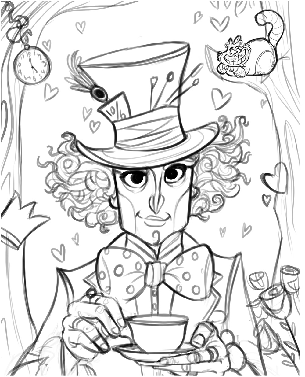 Nicholas jackson on x mad hatter line drawing now on to the illustration board drawing aliceinwonderland madhatter art httpstcofovxzixzf x