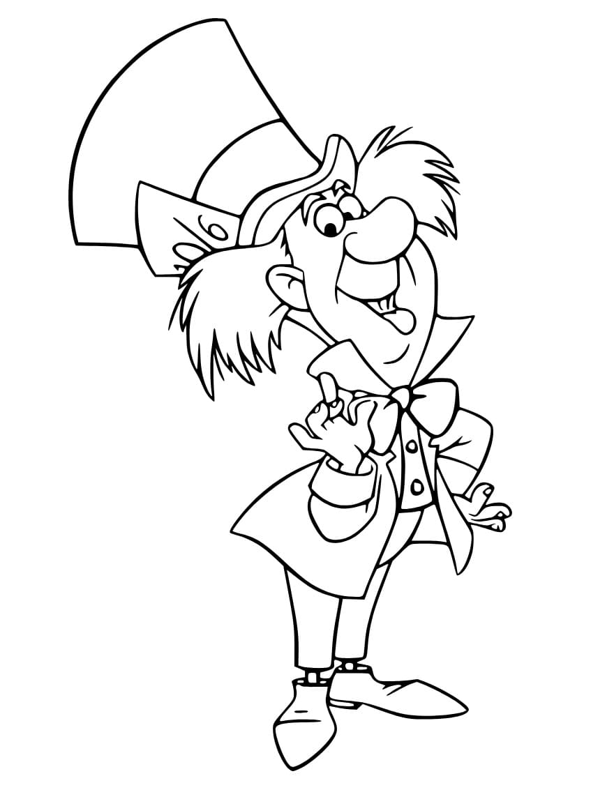 Smiling mad hatter coloring page