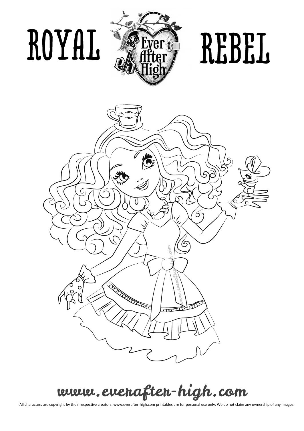 Madeline hatter coloring page ever after high