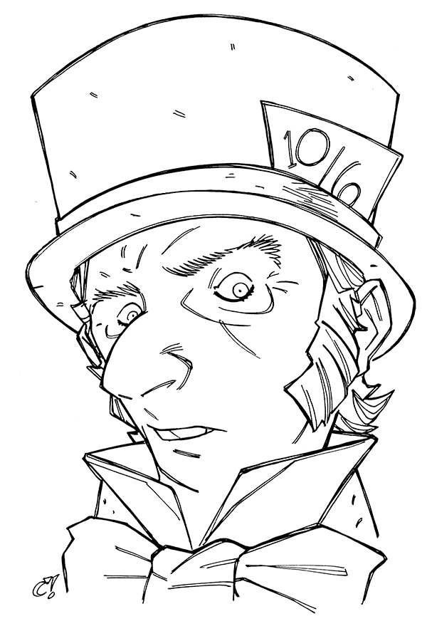 Mad hatter head sketch