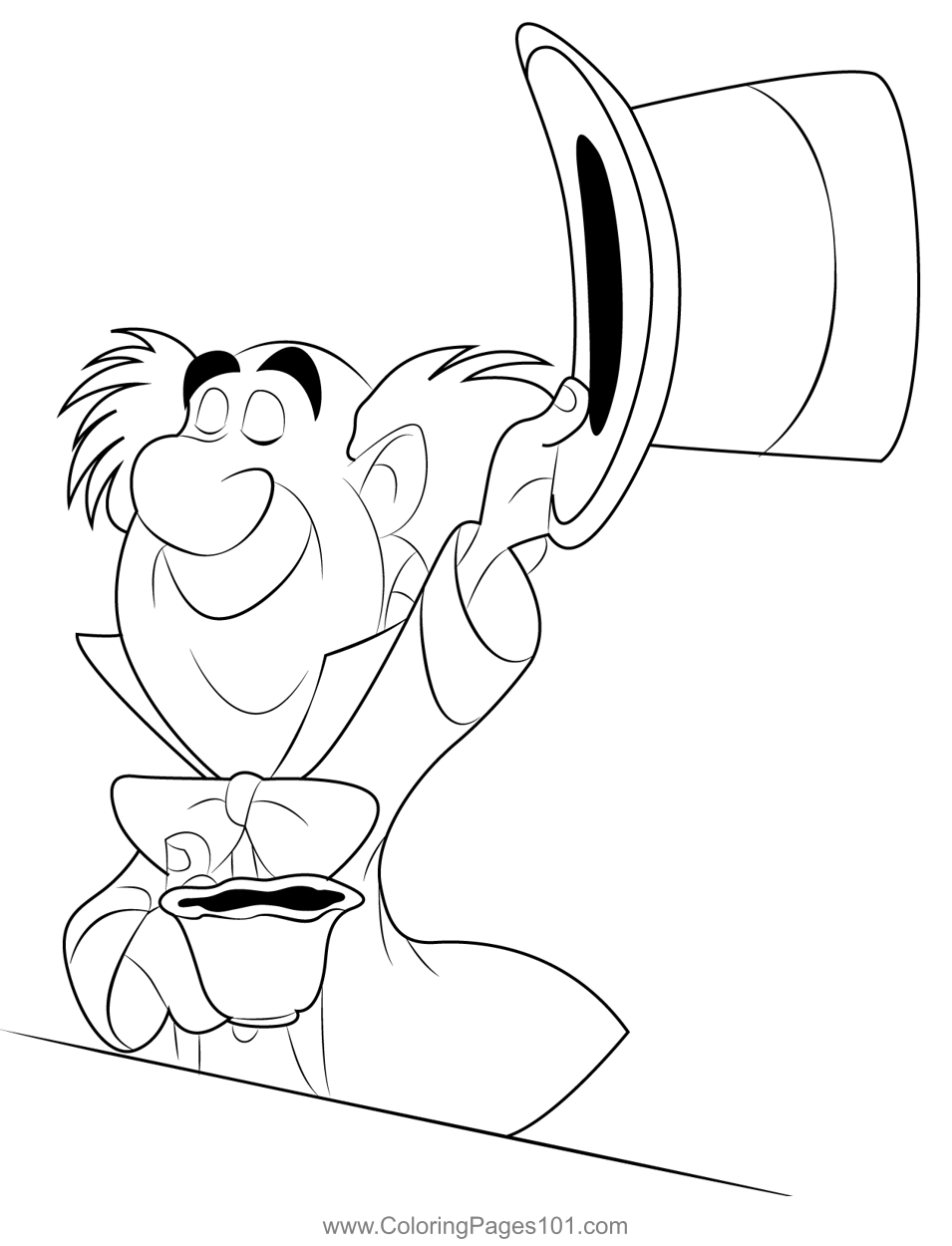 The mad hatter coloring page for kids