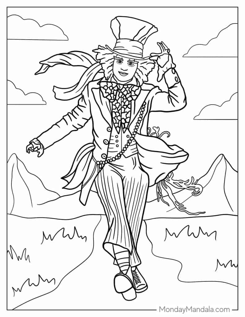 Alice in wonderland coloring pages free pdf printables
