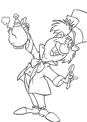 Alice in wonderland coloring pages mad hatter for kids printable free alice in wonderland characters alice in wonderland cartoon disney coloring pages