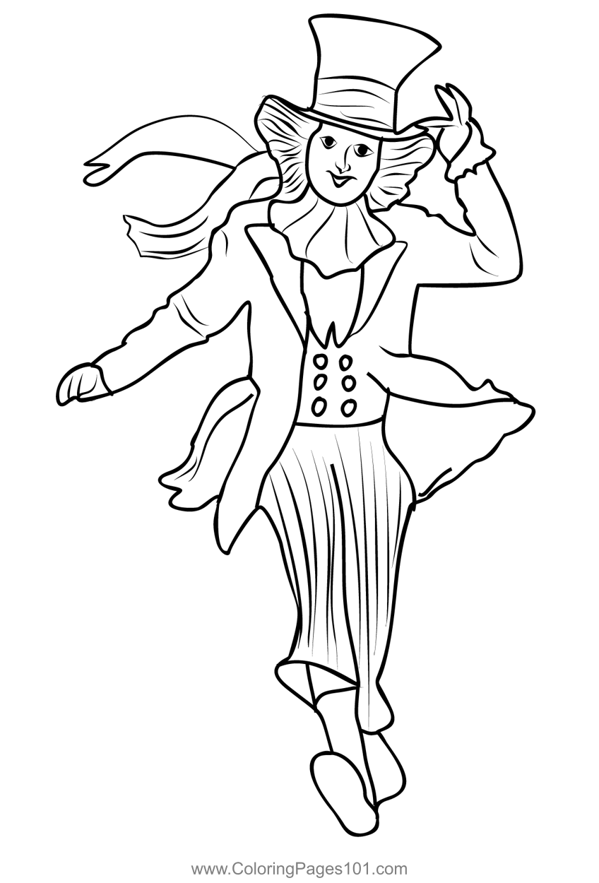 Colorg pages mad hatter alice wonderland