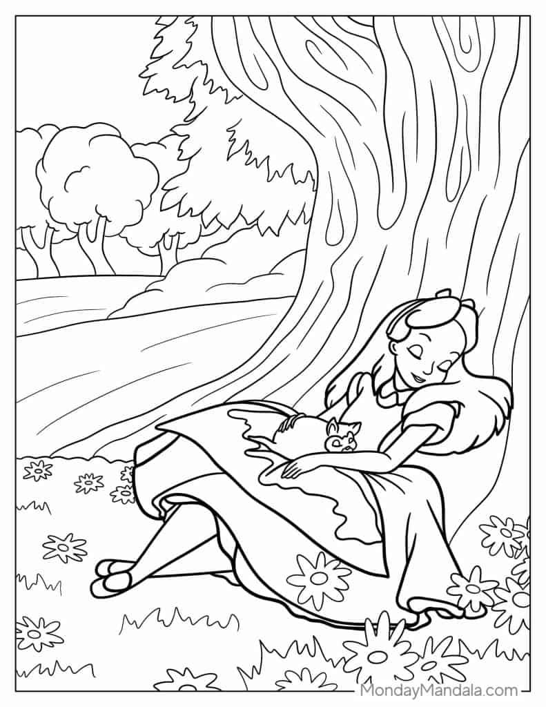 Alice in wonderland coloring pages free pdf printables