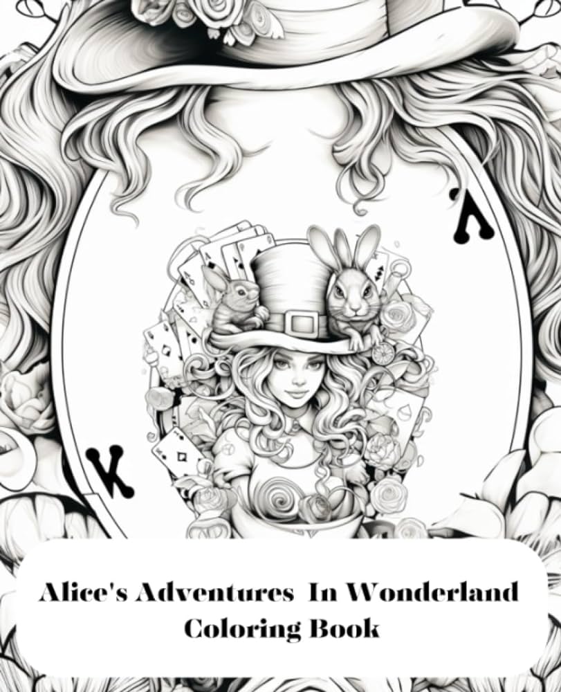 Coloring book for adults alices adventures in wonderland coloring featuring alice the white rabbit and the mad hatter suitable for adults ethereal and dark images crafts bramble books