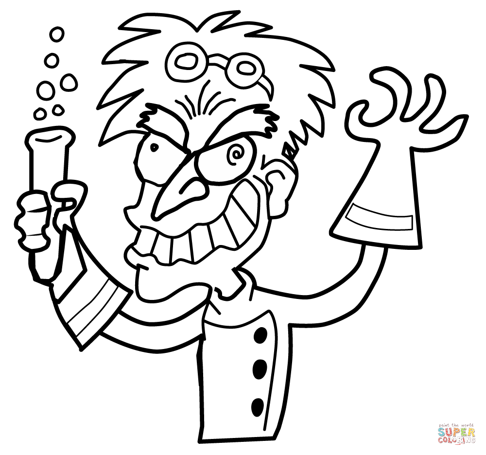 Mad scientist coloring page free printable coloring pages