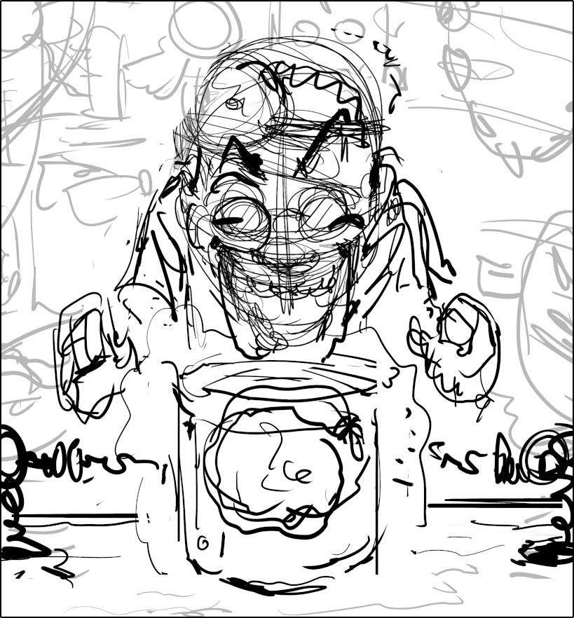 Mad scientist with brain