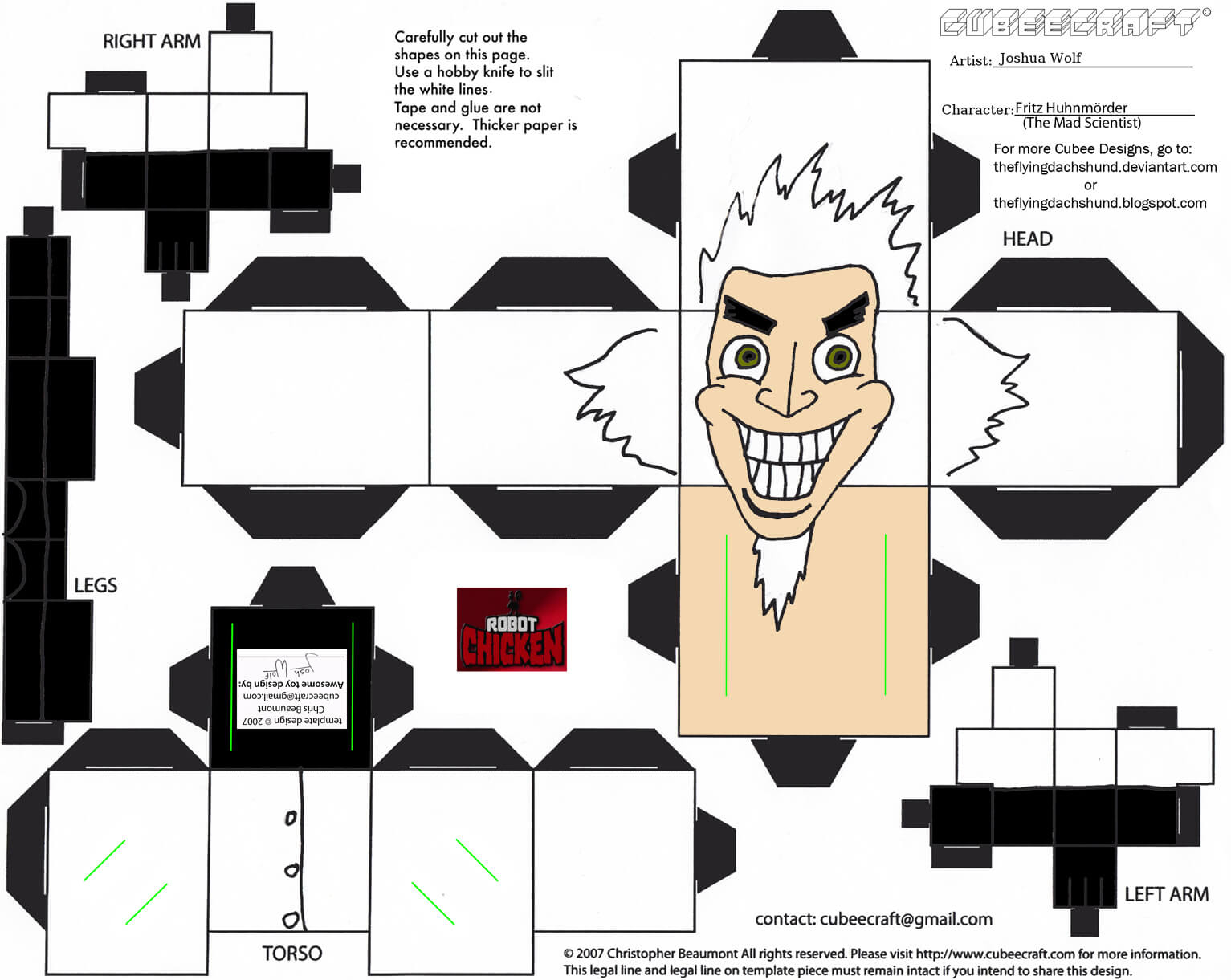 Mad scientist paper toy free printable papercraft templates