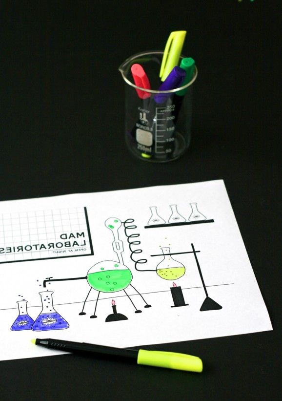 Mad laboratory coloring page