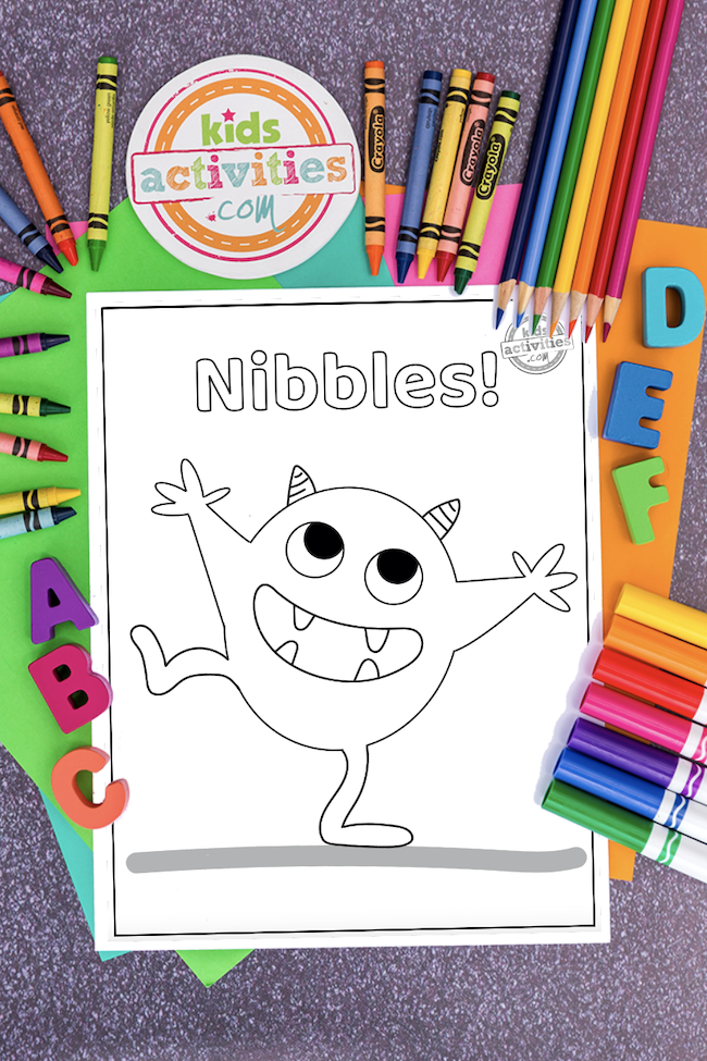 Nibbles the book monster coloring pages kids activities blog