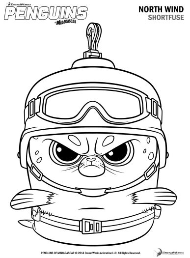 Free printable penguins of madagascar shortfuse coloring page