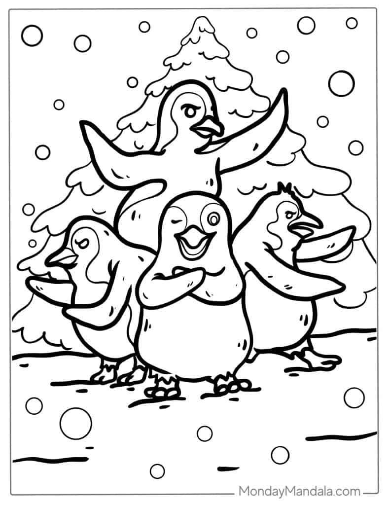 Penguin coloring pages free pdf printables