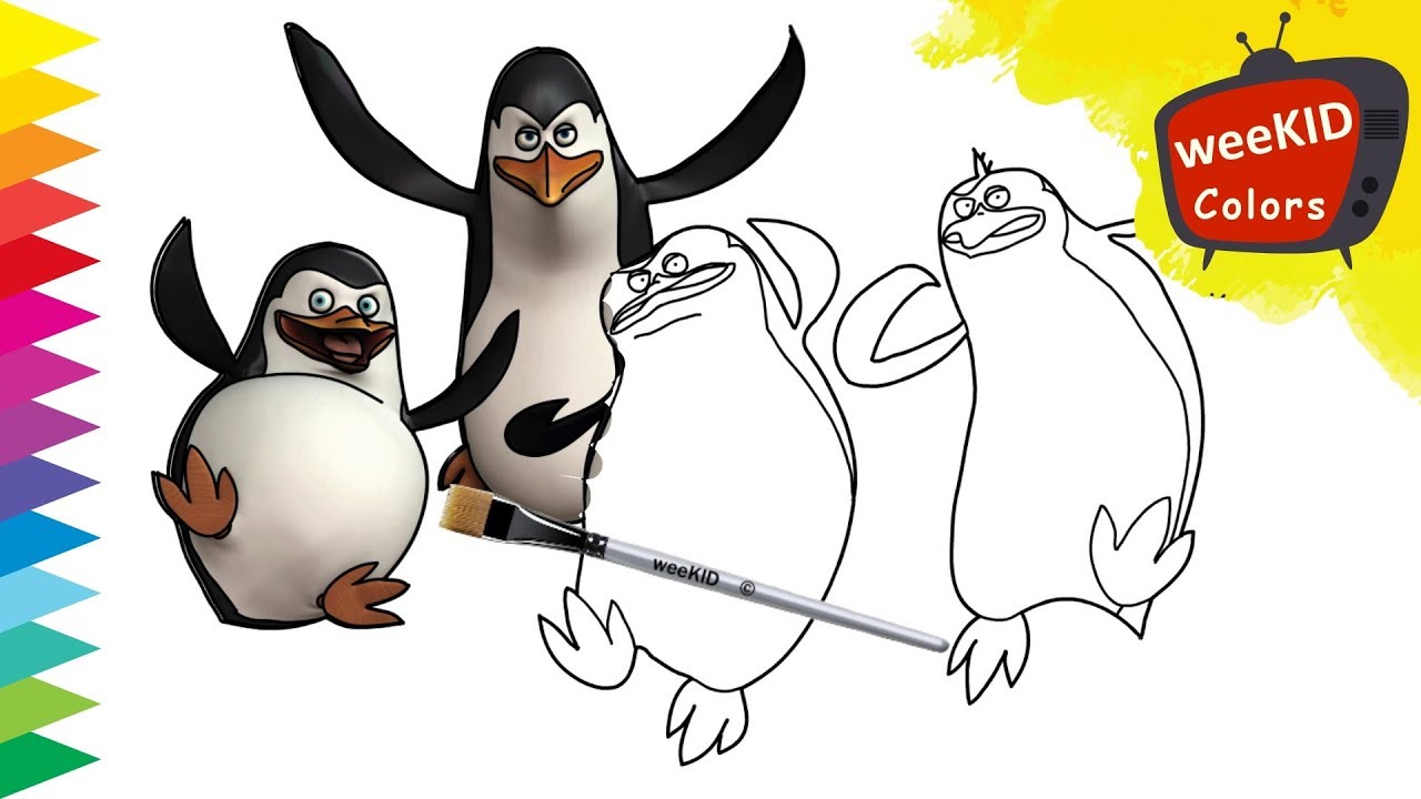 Adagascar penguins of adagascar learn colors coloring pages