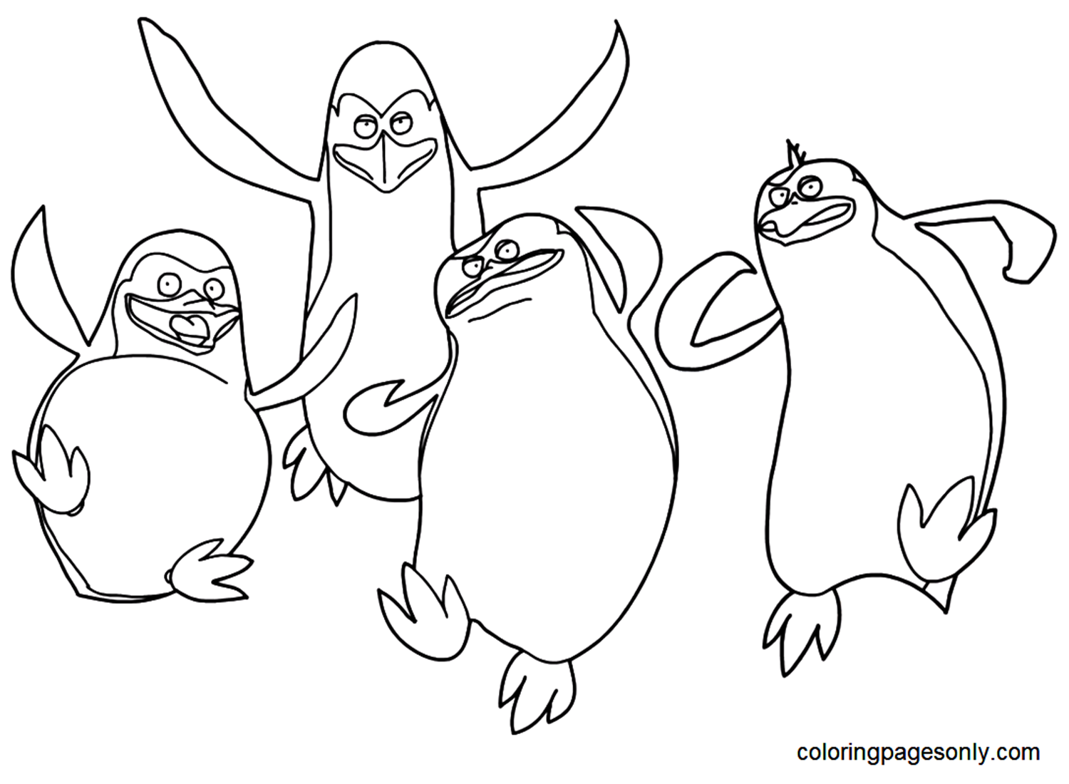 Penguins of madagascar coloring page