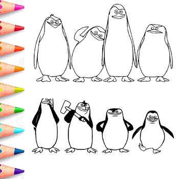 Penguins of madagascar coloring pages by tazinbooks tpt