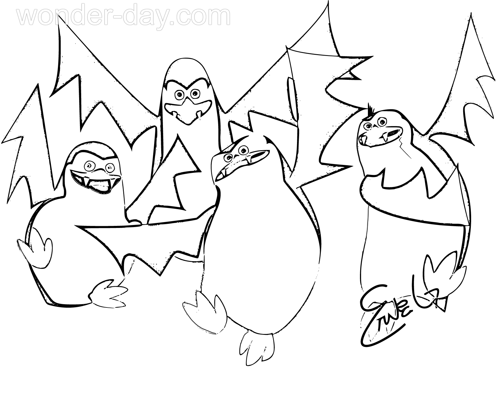 Penguins of madagascar coloring pages wonder day â coloring pages for children and adults