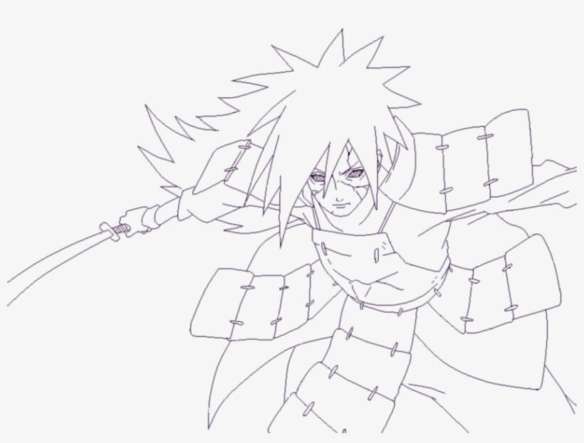 Madara holding sword coloring page