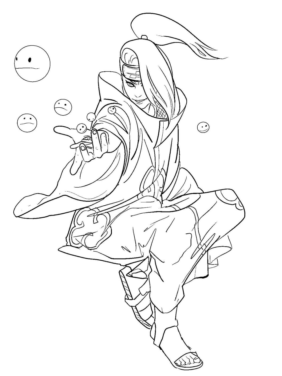Cool deidara attack coloring page