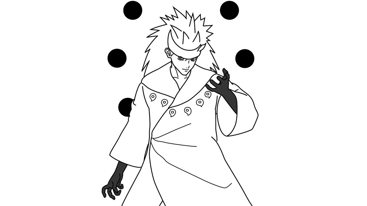 How to draw madara uchiha six paths tutorial