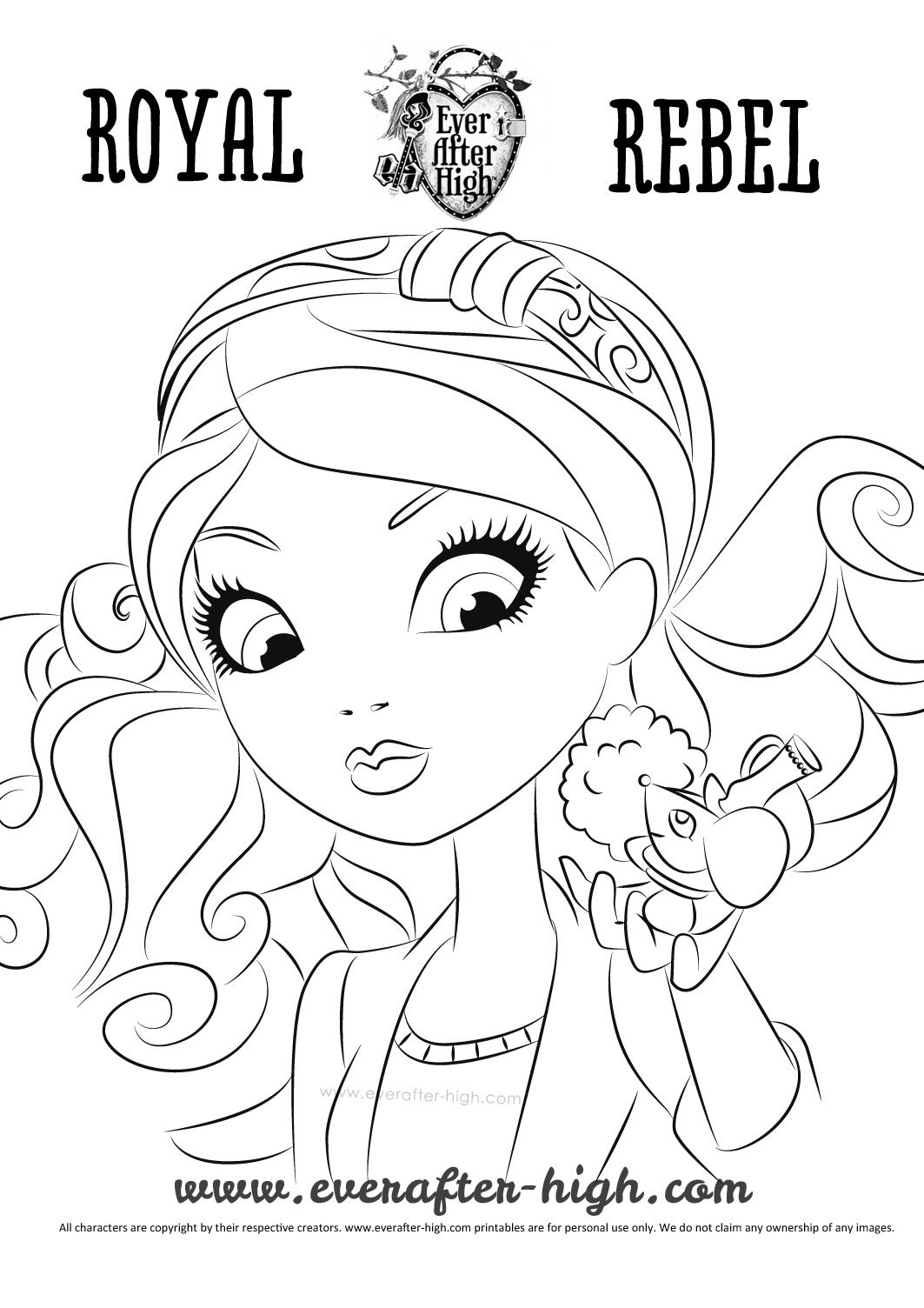 Madeline hatter with pet coloring page ever after high