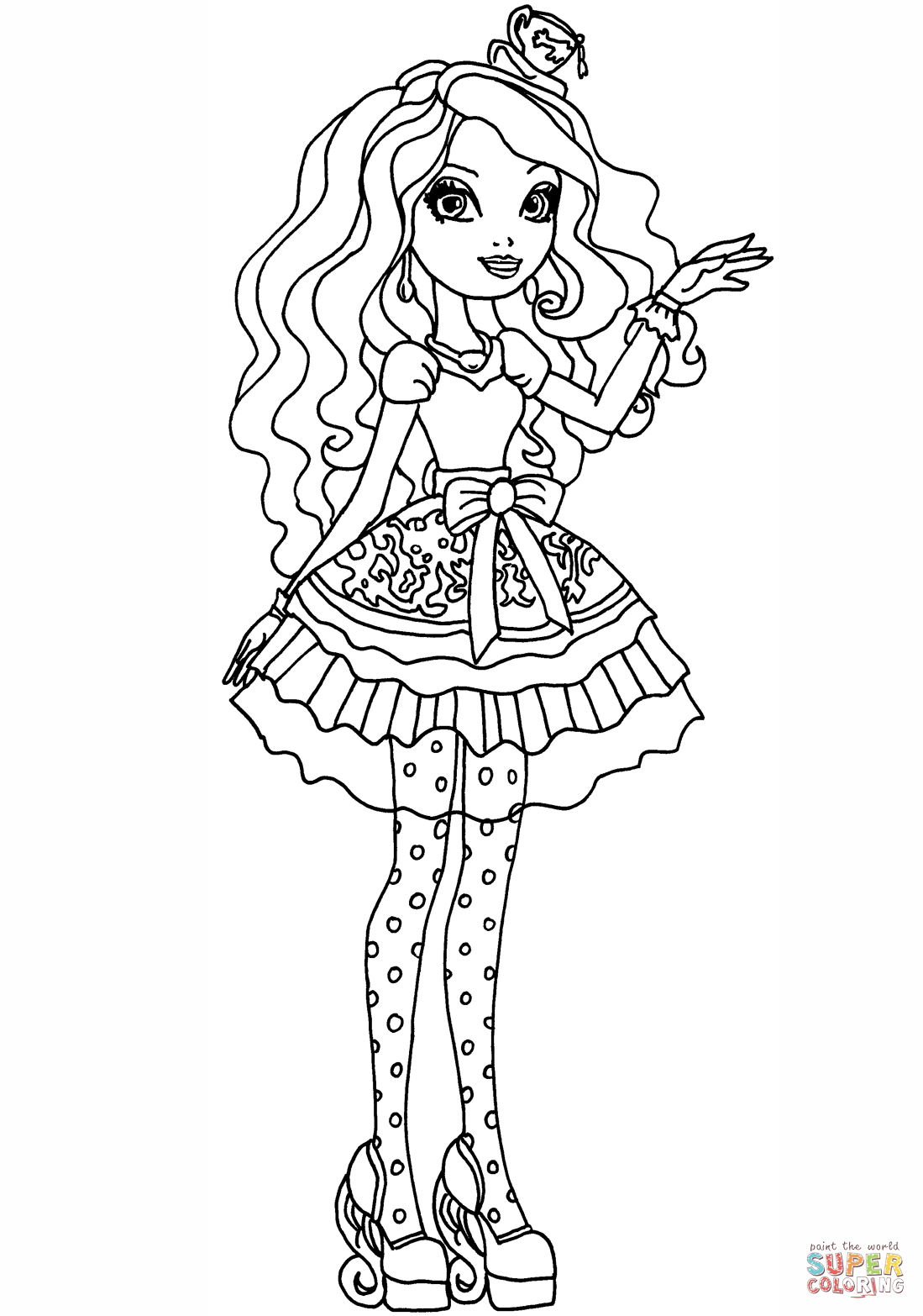 Ever after high madeline hatter coloring page free printable coloring pages