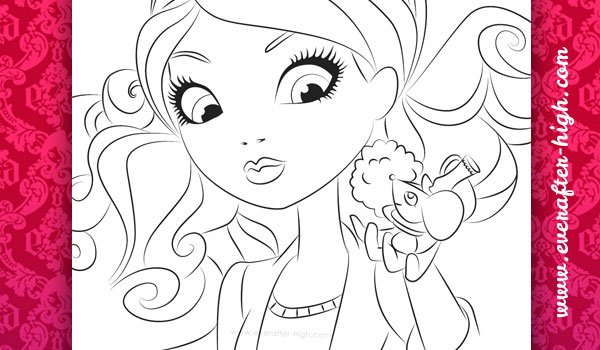 Madeline hatter with pet coloring page ever after high