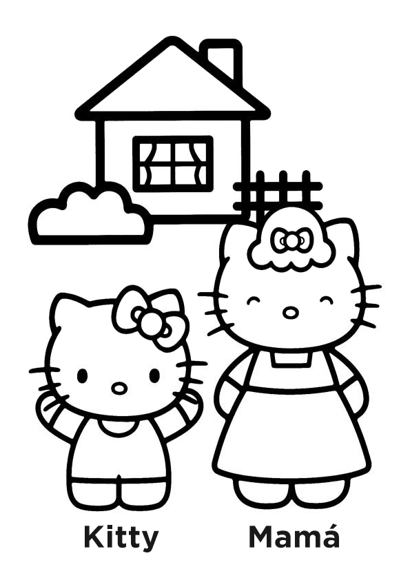 Dibujo de hello kitty con su mamã dibujo para colorear de hello kitty con su mamã