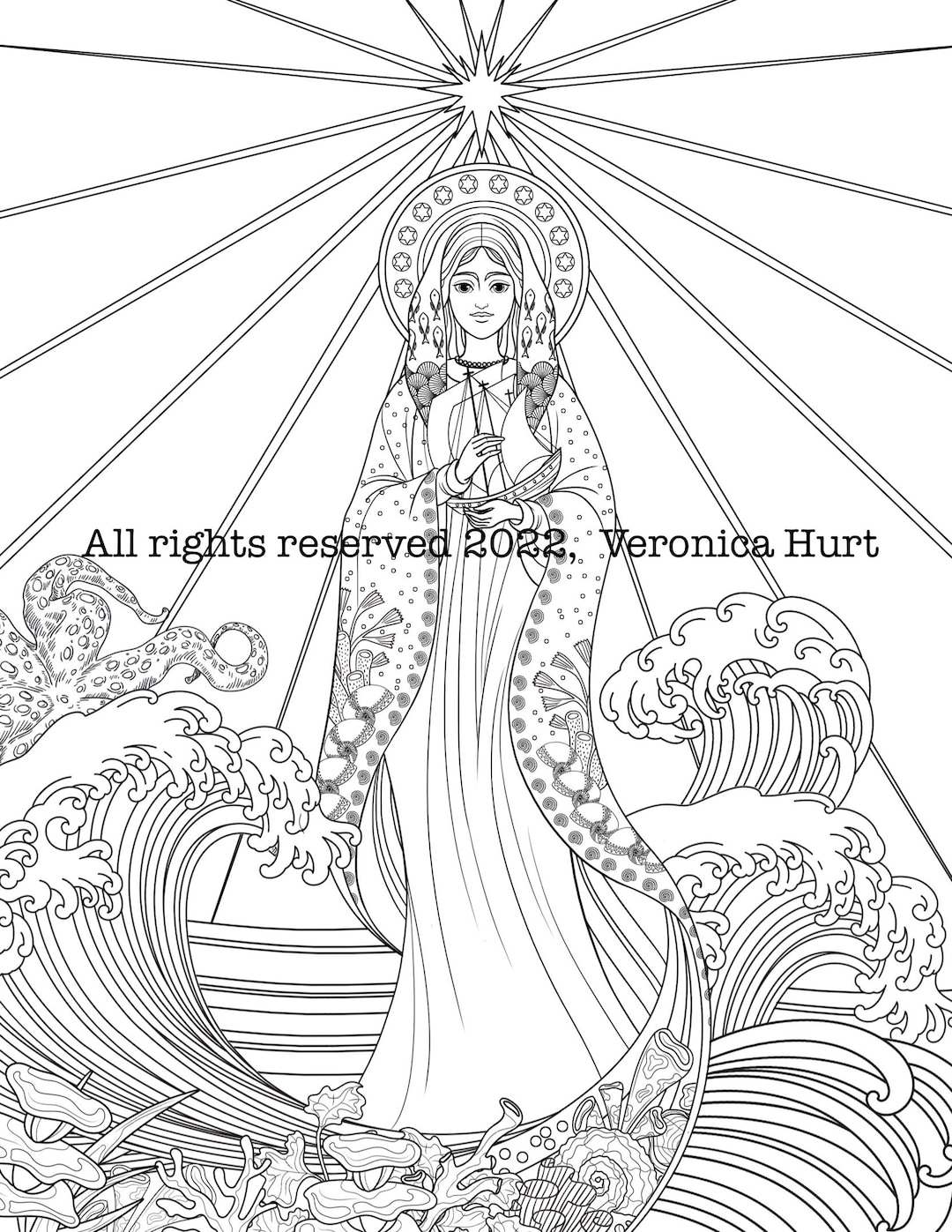 Dibujo de la madre marãa para colorear nuestra seãora estrella del mar dibujo de stella maris para adultos catãlicos