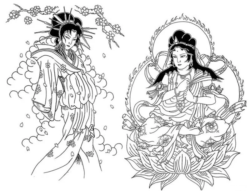 Dibujos para colorear para adultos japãn imprimible gratis jpg pdf