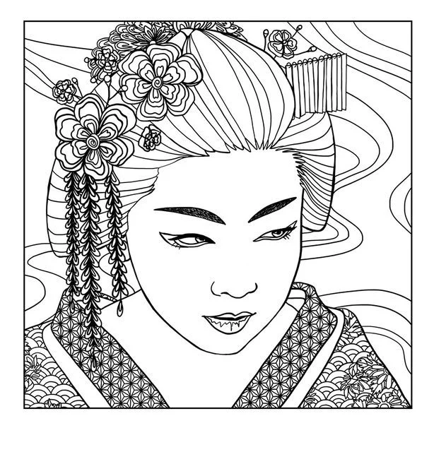 Dibujos para colorear para adultos japãn imprimible gratis jpg pdf