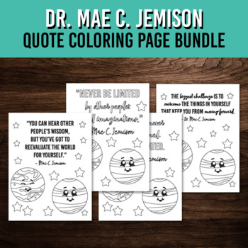 Dr mae c jemison quote coloring page bundle black history month art