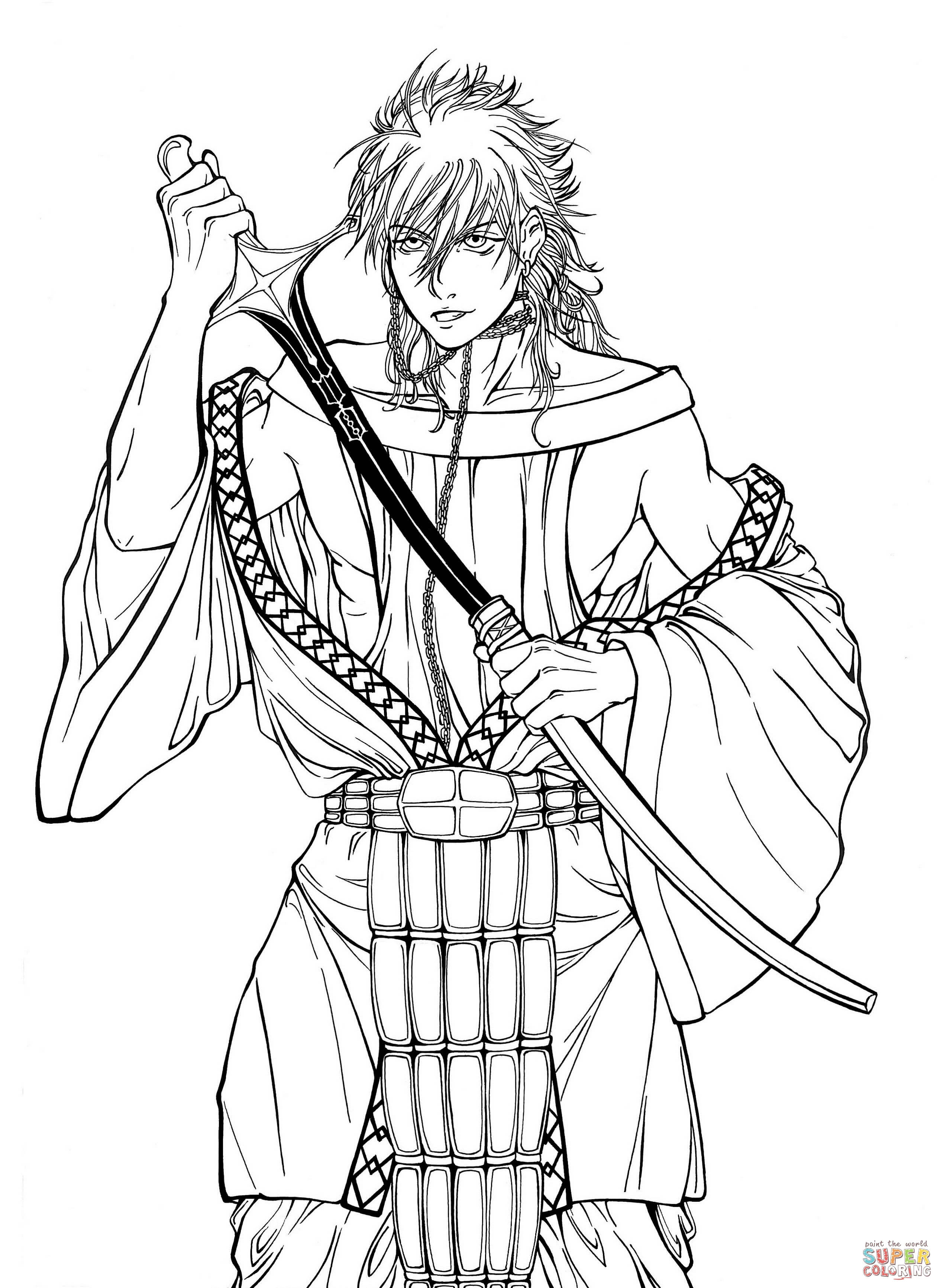 Sharrkan from mangaanime series magi the labyrinth of magic and magi the kingdom of magic coloring page free printable coloring pages
