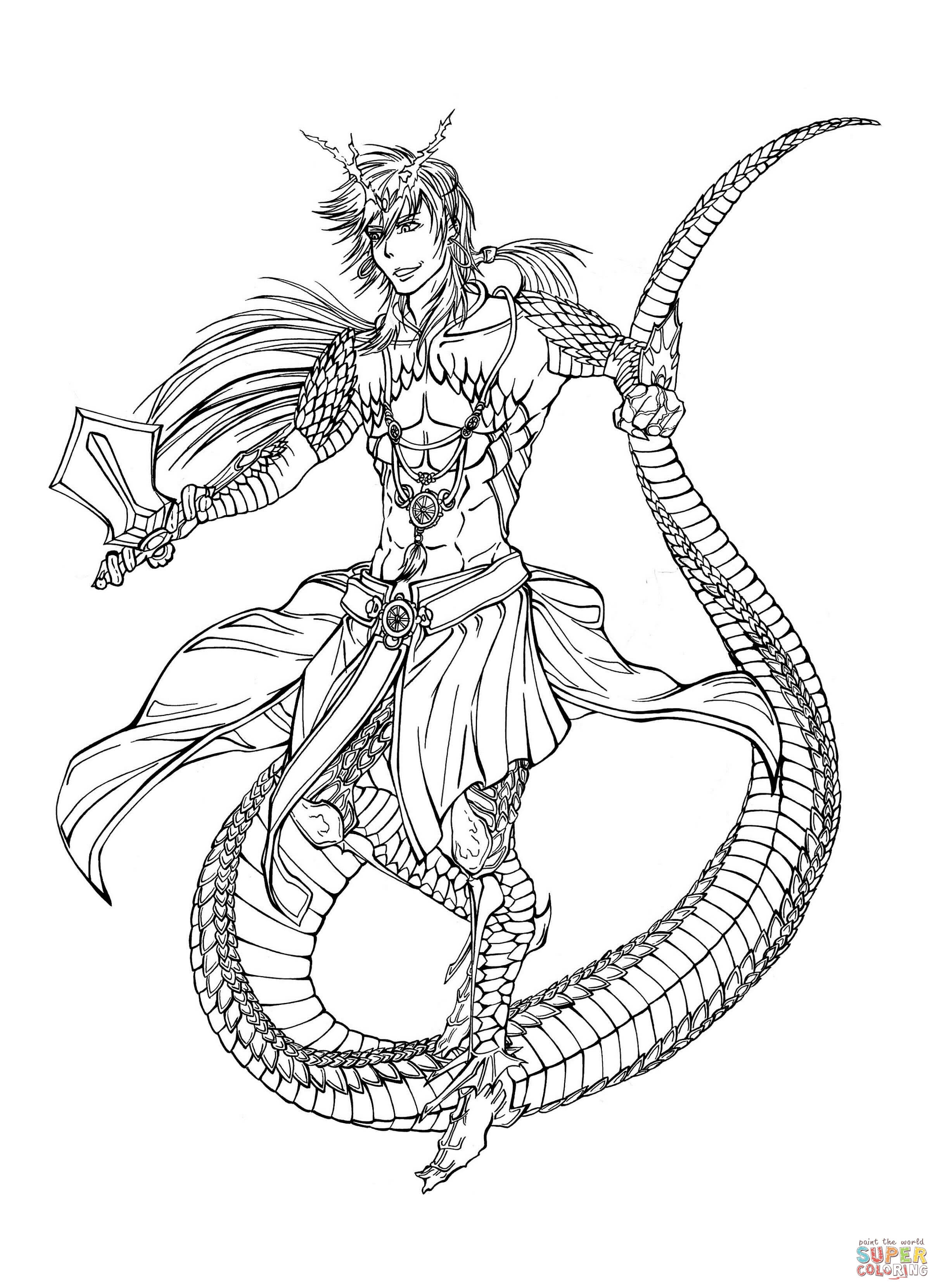 Sinbad character from mangaanime series magi the labyrinth of magic and magi the kingdom of magic coloring page free printable coloring pages
