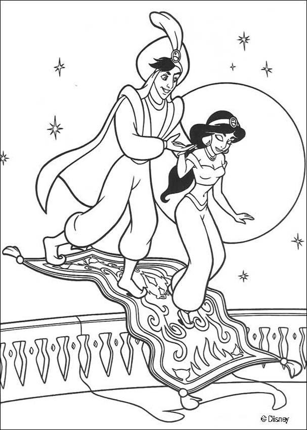 Jasmine aladdin and magic carpet coloring pages