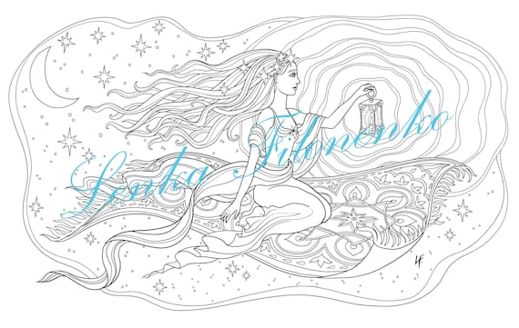 Coloring page for adults art coloring page magic carpet pdf download and print